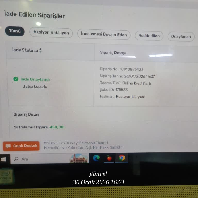 Trendyol Yemek’te Teslim Edilen Siparişin İade İddiası Ve Ödeme Alınmaması