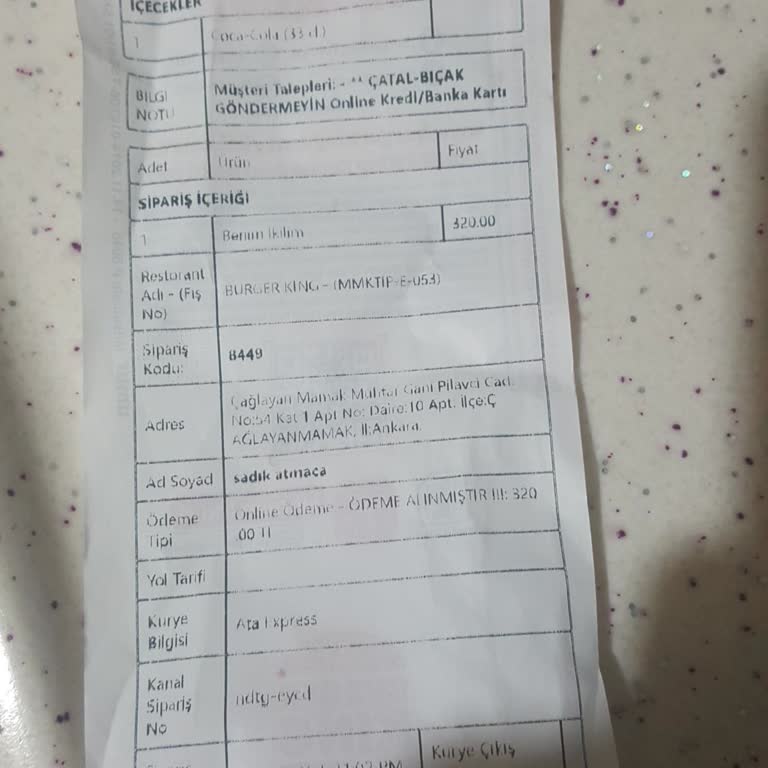 Yanlış Hamburger Teslimi Ve Cevapsız Müşteri Desteği