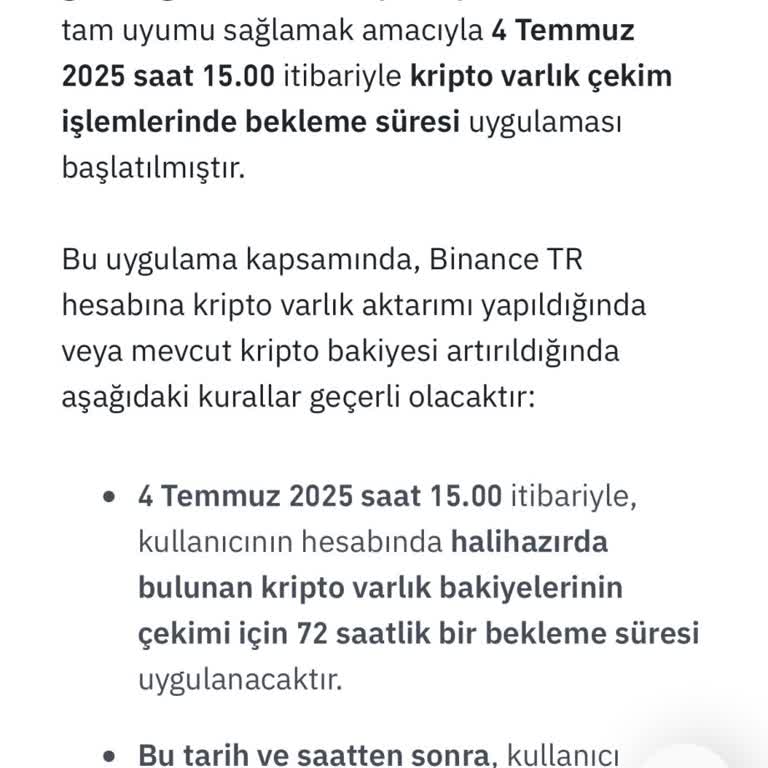 Binance TR'nin Keyfi Çekim Kısıtlaması Kullanıcıları Mağdur Ediyor