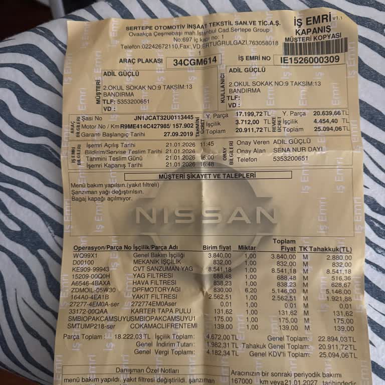 Nissan Servisi Yanıltıcı Arıza Tespiti Ve Aşırı Fiyatlandırma