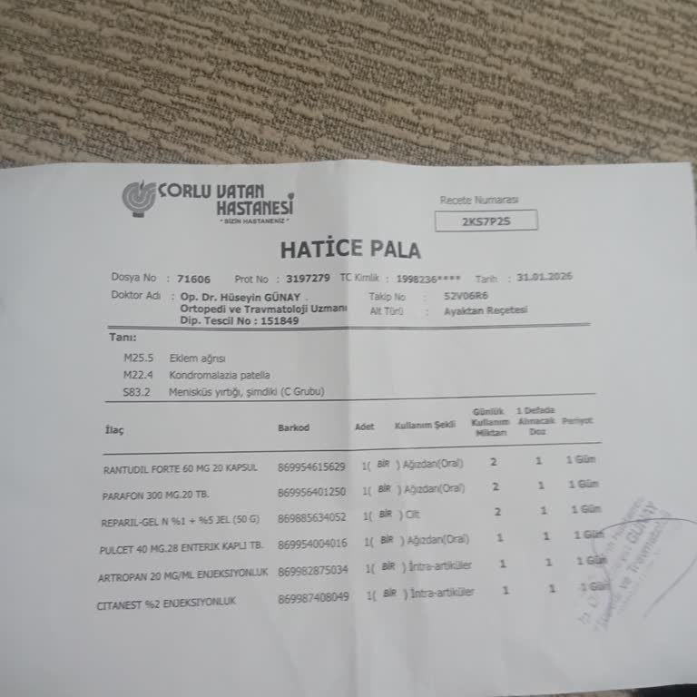 Çorlu Vatan Hastanesi’nde Haksız İğne Ücreti Ve İade Talebi