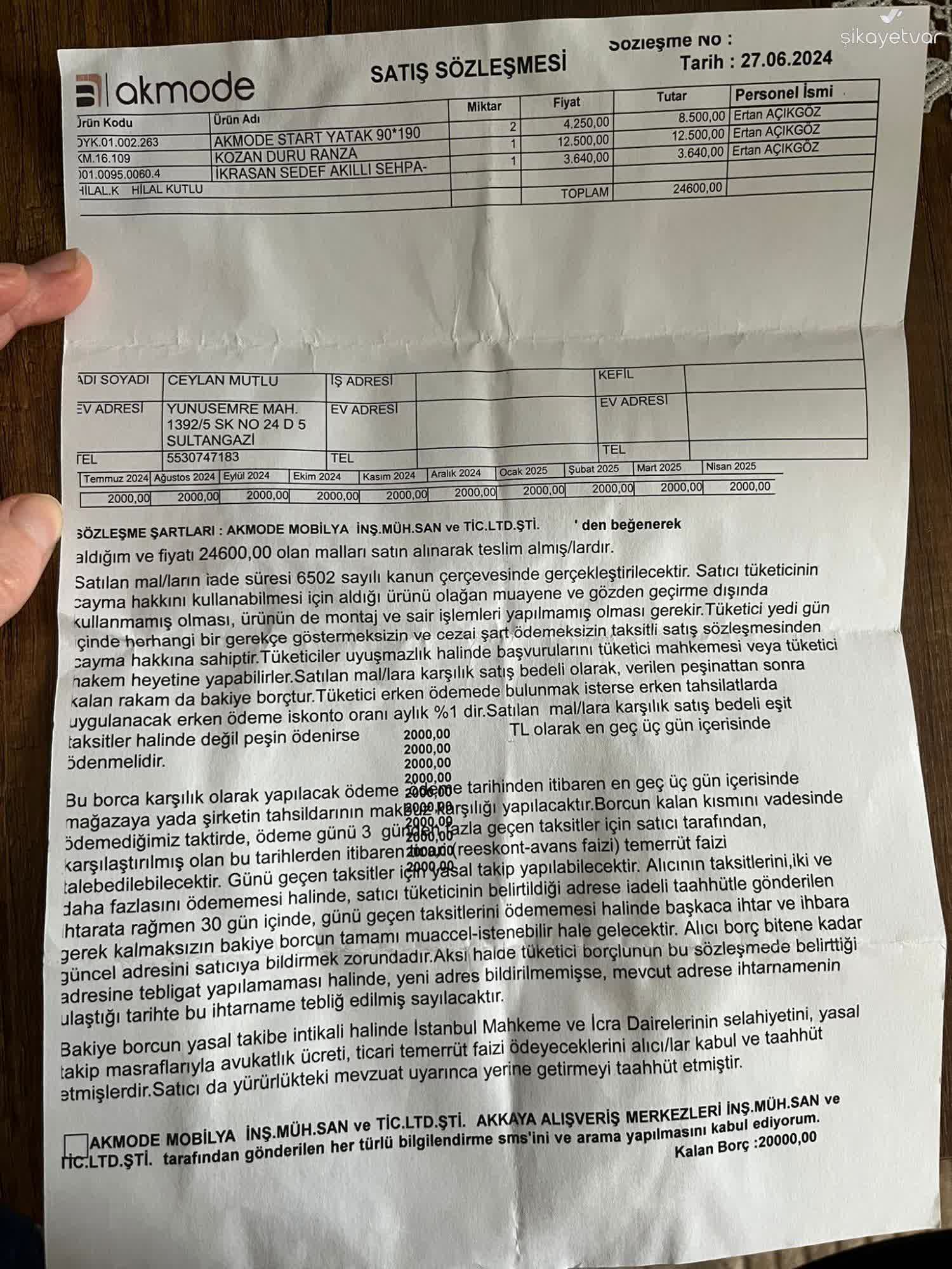 Akmode Mobilya Ayıplı Mobilya Tesliminde Değişim Reddedildi Ve
