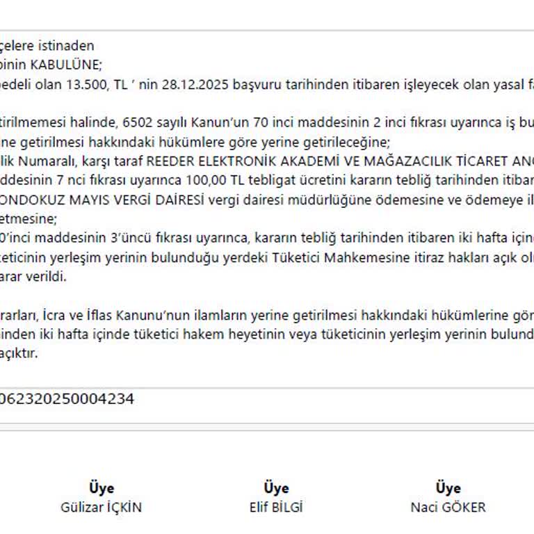 Reeder İki Ay Geçmesine Rağmen Hakem Heyeti Kararını Uygulamıyor