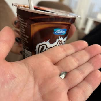 Milkten Çikolatalı Pudinge Metal Saç Parçası Karışması