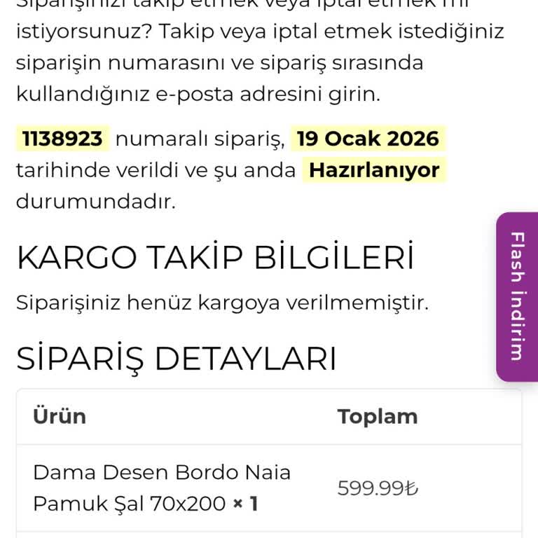 Organic Scarfs Siparişimin Hazırlanıyor Aşamasında Uzun Gecikme ve Açıklama Eksikliği