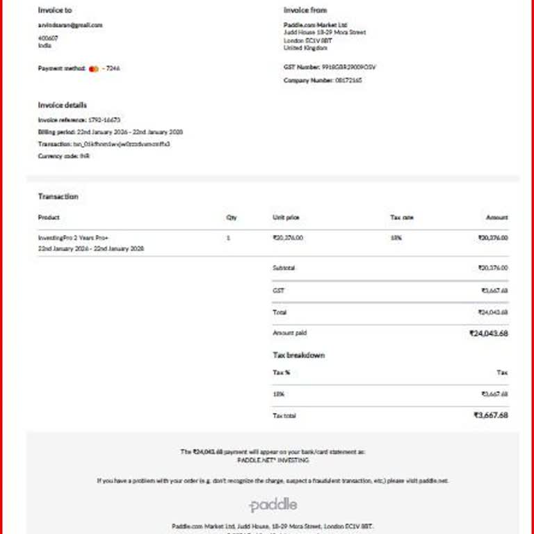 InvestingPro Pro+ Subscription Not Activated After Payment