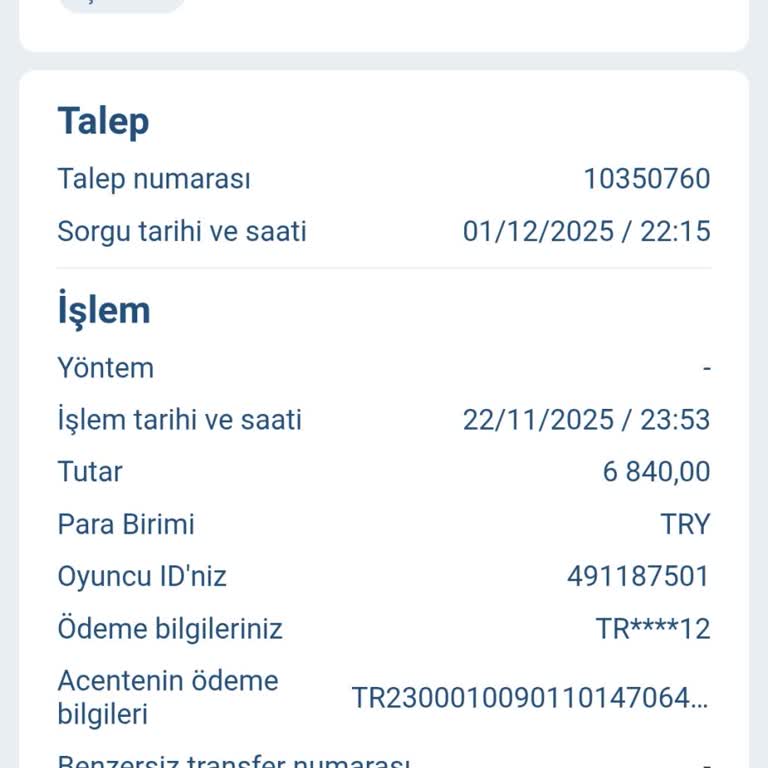 Ziraat Bankasından 6.840 TL’lik 1xBet Transferi Hesaba Yansımıyor