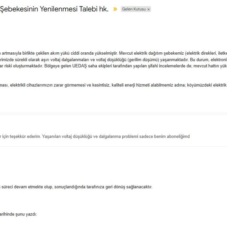 Kronik Düşük Gerilim Nedeniyle Isıtma Sisteminin Çalışmaması Ve Yaşlı Vatandaşa Mağduriyet