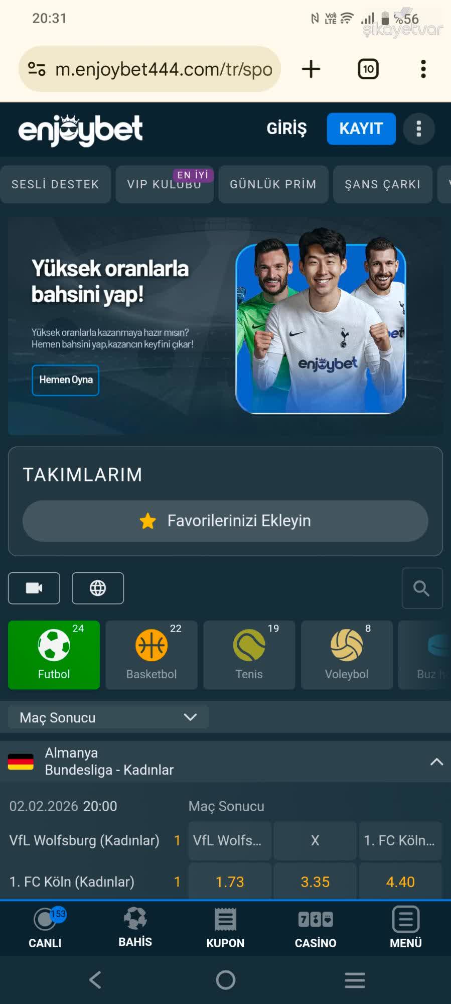 Schermata dell app Enjoybet