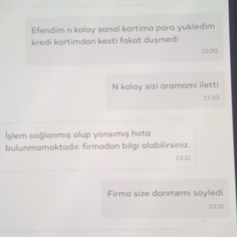Akbank Axess Kredi Kartımdan Kesilen 1000 TL’nin N Kolay Sanal Kartta Görünmemesi Ve İadesi