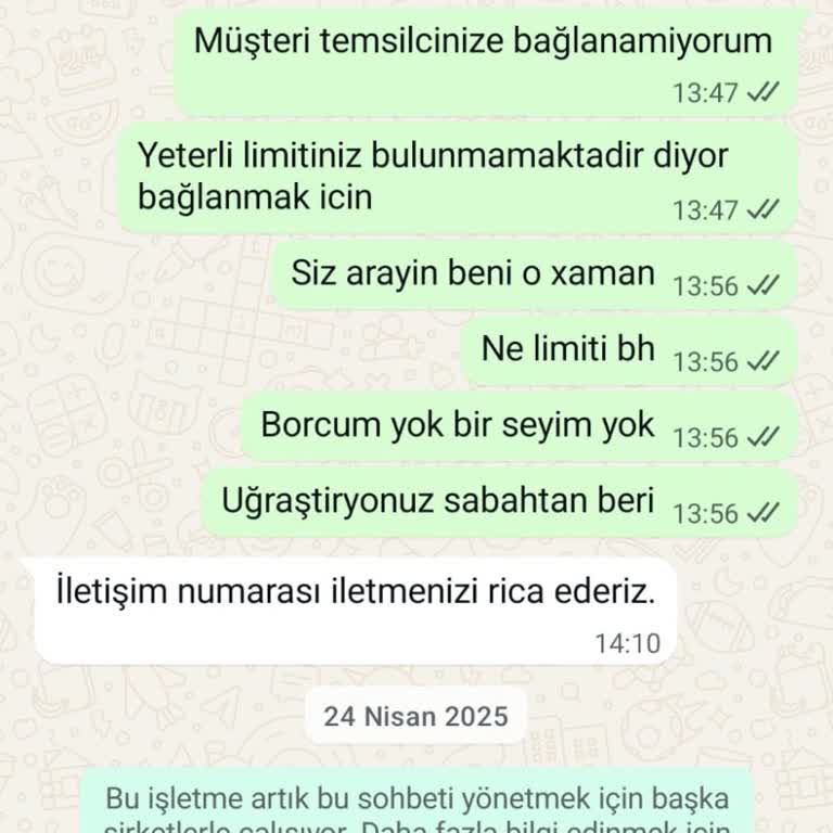 Canlı Destekte Bakiye Yetersiz Uyarısı Ve WhatsApp Yanıt Sürelerinin Uzunluğu