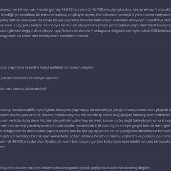 3000 TL Değerindeki Elo Boost Siparişi İçin İlanım Haksızca Yasaklandı