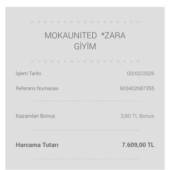 Garanti BBVA Kredi Kartıma Yapılan İzinsiz 7.609 TL Mokaunited Zara Giyim Harcaması