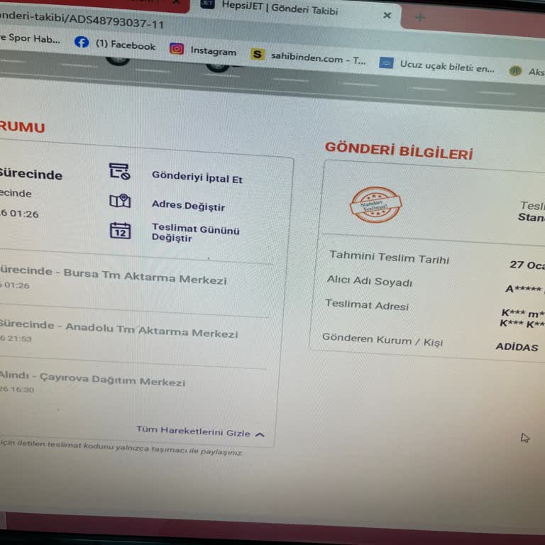 Hepsiburada'da Kayıp Adidas Ayakkabı Kargosu Ve Uzayan Teslimat