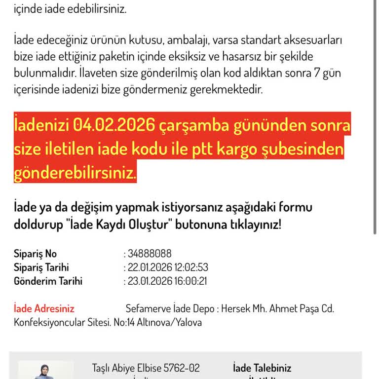 İade Kodu Süresi Dolmuş, Kargo Şubesi Kabul Etmiyor