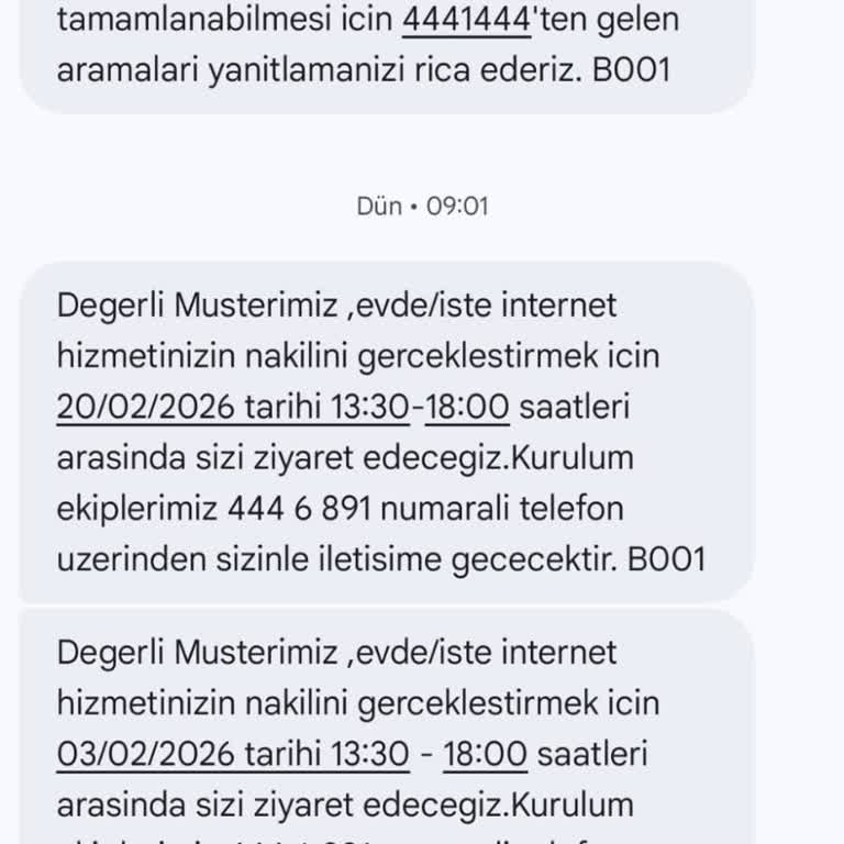 TTNET Fiber Nakil Randevularının Hiç Gelinmemesi Ve İnternet Kesintisi