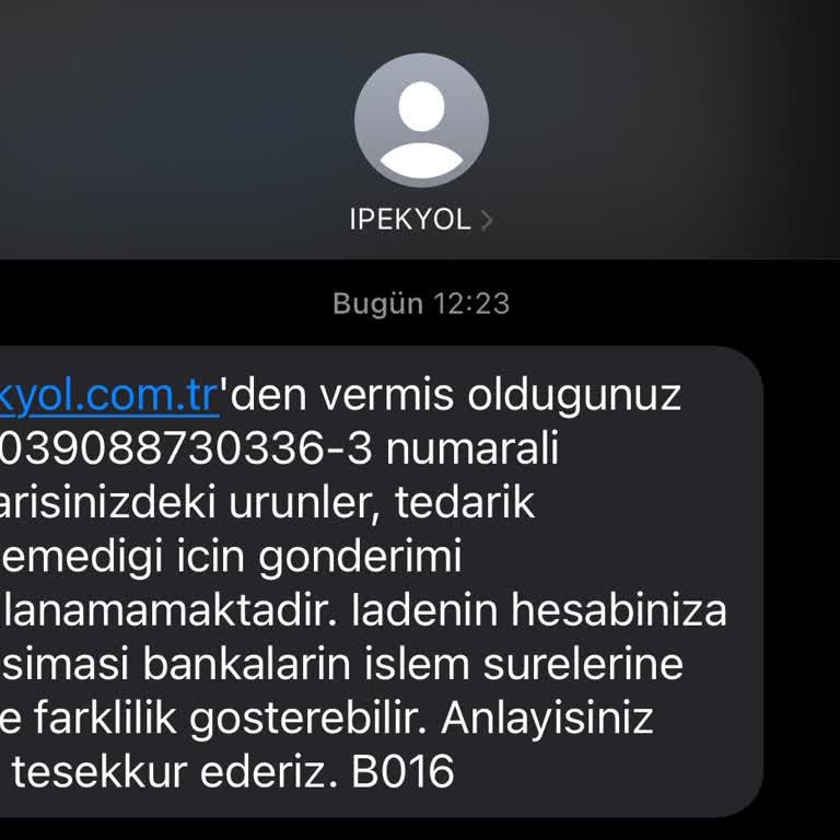 İpekyol'dan Geç Bildirilen Sipariş İptali Ve Stok Sorunu Nedeniyle Mağduriyet