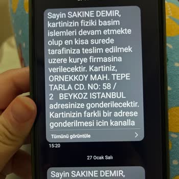 Kredi Kartı Teslim Edilemedi, Yanlış Evde Değil Bildirimi