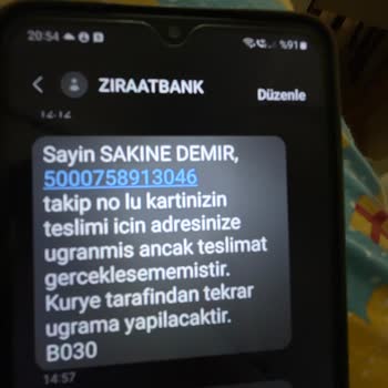 Kredi Kartı Teslim Edilemedi, Yanlış Evde Değil Bildirimi