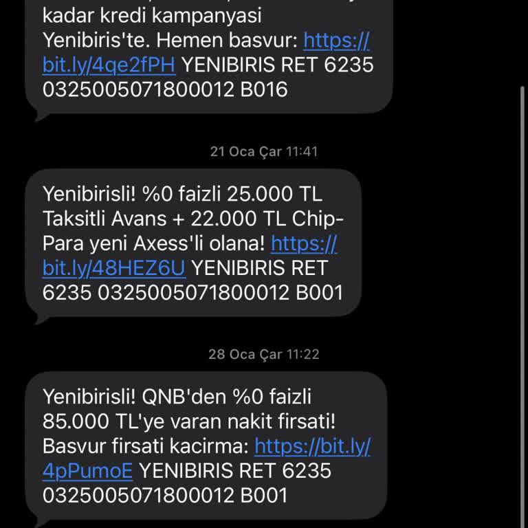 Yenibiriş’ten Sürekli SMS’ler Engellenemiyor, İletişim Durdurulmalı