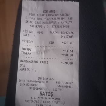 Kebapçı Rıdvan Kor Ateş Restaurant İnternet Sitesinde Görünen Fiyat İle Tahsil Edilen Tutarın Farkı