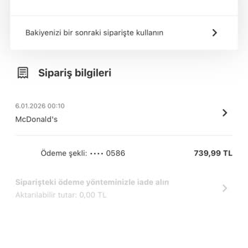 McDonalds Sipariş İptali Ve Kullanılamayan Cüzdan İadesi