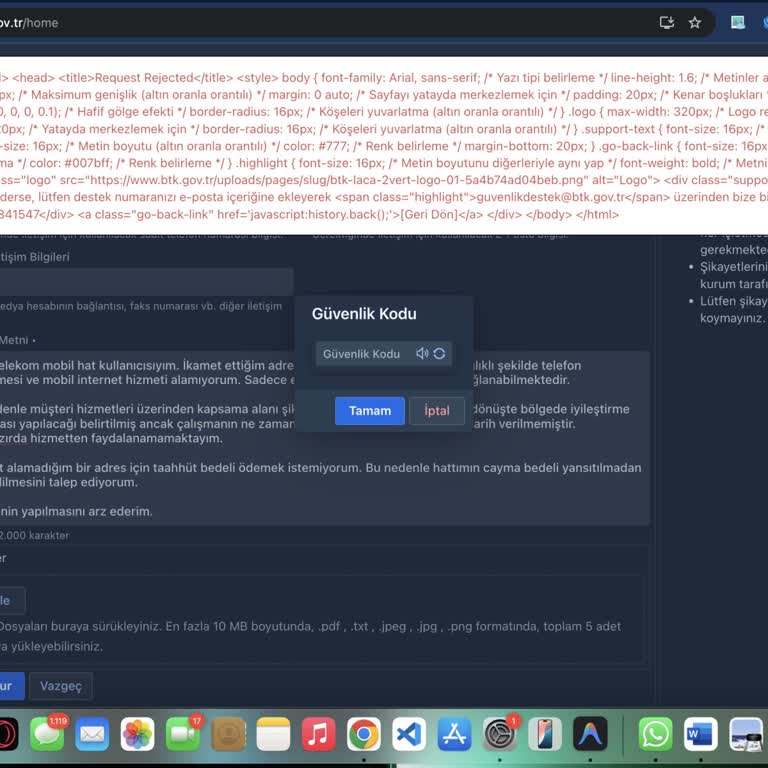 BTK Şikayet Formunda Doğrulama Kodu Hatası Gönderilemiyor