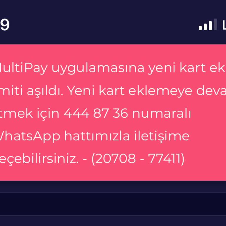 Blokeli Multinet Kartı Tekrar Denemelerle Kart Ekleme Limiti Aşıldı, Destek Yok