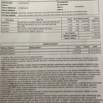 Teslim Edilmemiş Yataş Baza Ve Başlık İçin Ücret İadesi Talebi