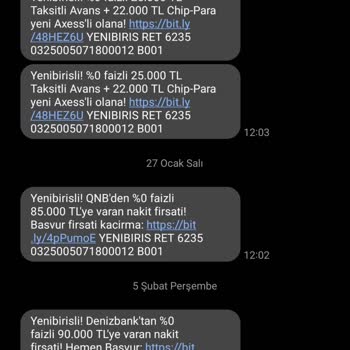 Yenibiris’ten Gelen İstenmeyen Kredi Tanıtım SMS’leri Durdurulamadı