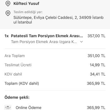 Islak Ve Yanık Köfte Siparişinde Ücret İadesi Talebi