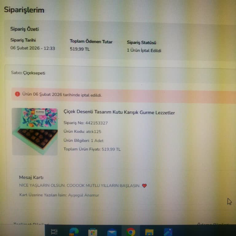 Çiçek Sepeti Sipariş İptali Ve Ödeme Bekletilmesi