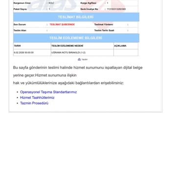 Yanıltıcı Adres Bulunamadı Notu Ve Şubeden Teslim Alınması Zorunluluğu