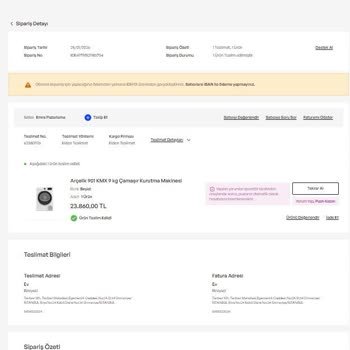 İdefix Üzerinden Sipariş Edilen Arçelik Kurutma Makinesi Teslim Edilmedi