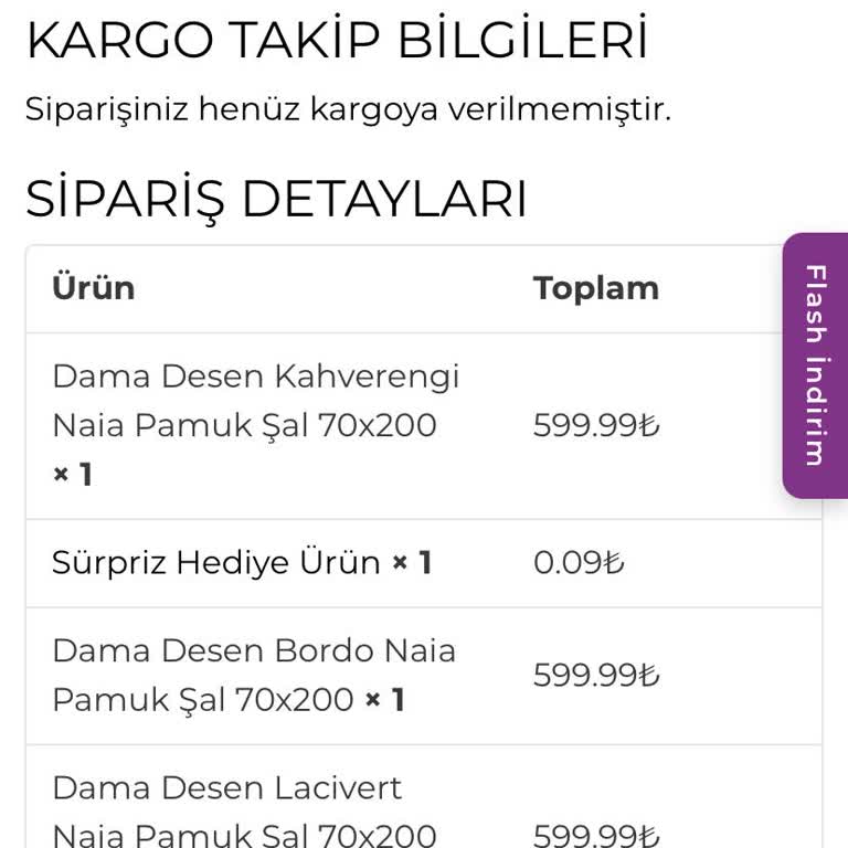 Organic Scarfs Uzun Süre Geciken Siparişimin Hemen Kargoya Verilmesini Talep Ediyorum