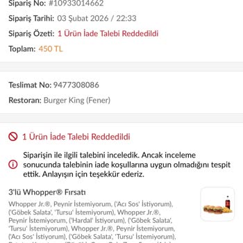 Trendyol GO’da 600 TL’lik Sipariş Eksik Teslim, İade Talebi Reddi Ve İletişimsizlik