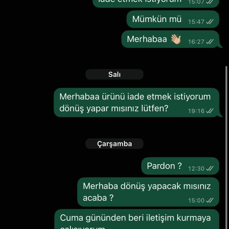 Nazliye Moda'da İade Talebine Cevap Gelmeyen Müşteri Hizmetleri