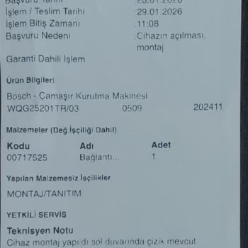 Hasarlı Bosch Kurutma Makinesi İçin Birebir Değişim Talebi