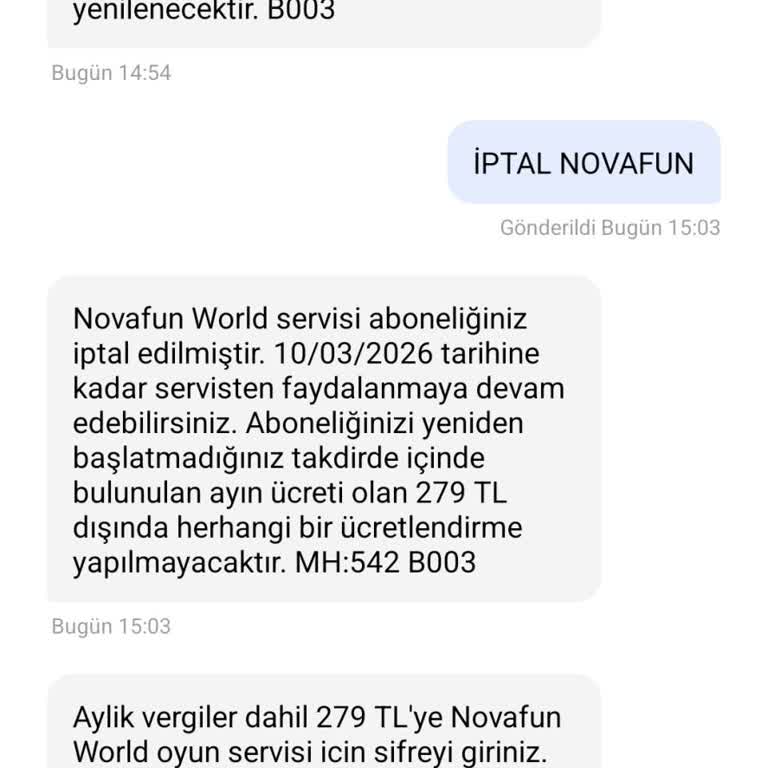 Novafun World Üyeliği Üzerinden Yetkisiz 279 TL Ücret Ve İade İsteği