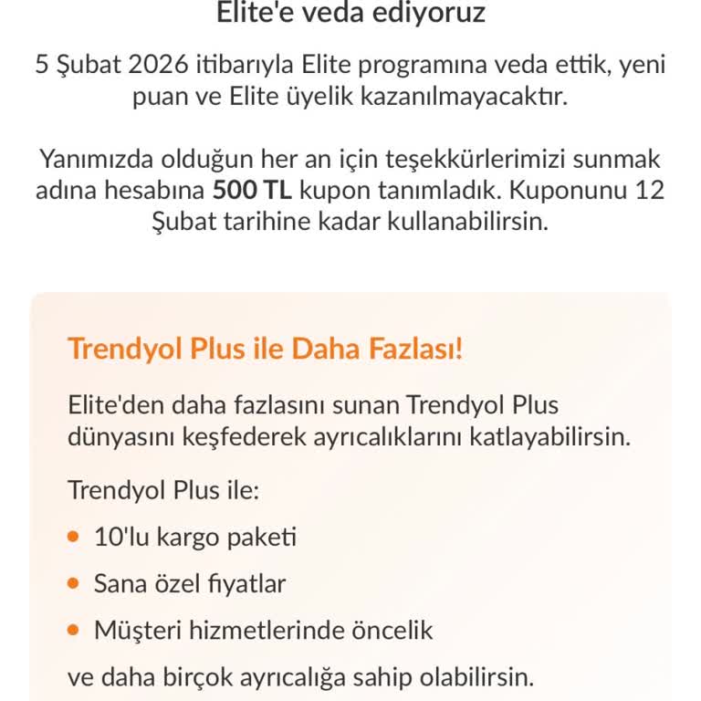 Elite Programının Kapatılması Puanlarımı Ve Kupon Haklarımı Yok Saydı