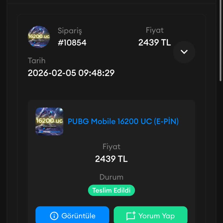 Ödenen 16200 UC Alınamadı Ve Tek Gelen 60 UC Kodu Geçersiz