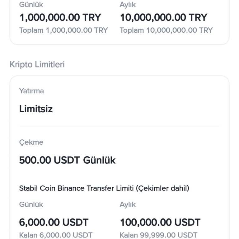 Binance TR'de USDT Transferinde 500$ Günlük Limit Sorunu