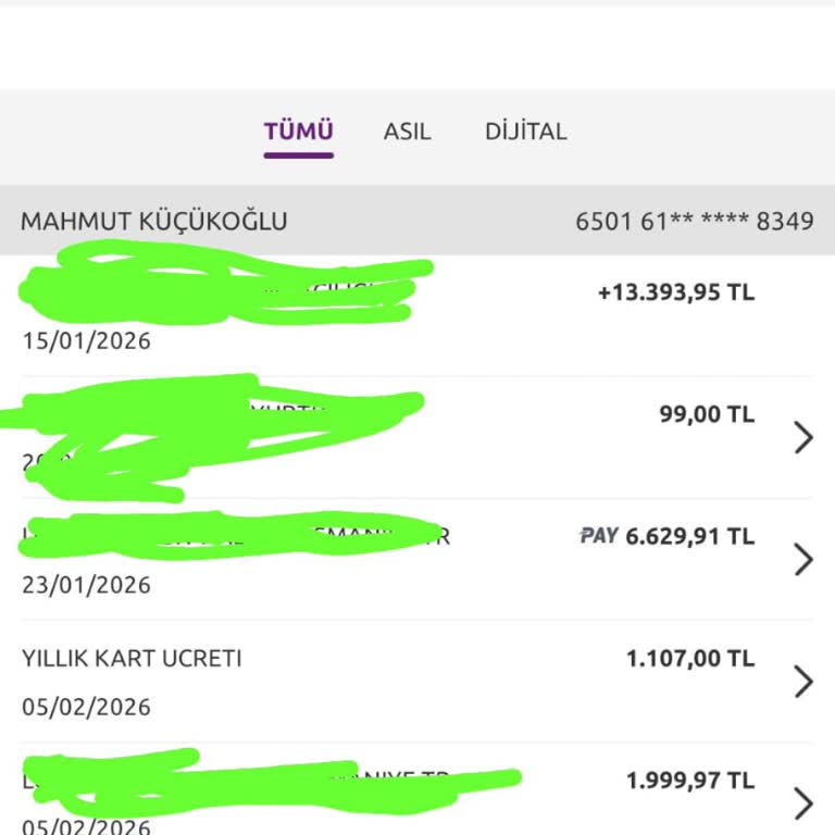 1107 TL Yıllık Kart Ücreti Tam İadesi Talebi