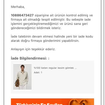 Trendyol’da Yanlış Beden Gönderilen Ürün İçin İade Talebinin Reddedilmesi