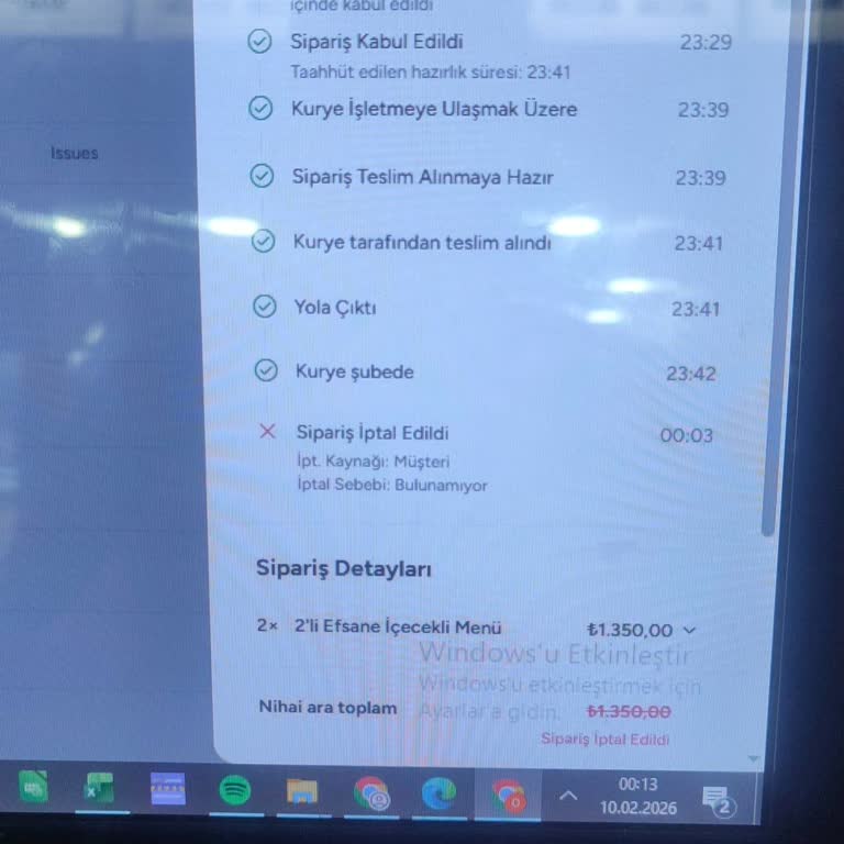 Yemeksepeti Kuryesinin Siparişi Teslim Edip İptal Etmesi Restorana Maddi Ve İtibar Kaybı Getirdi