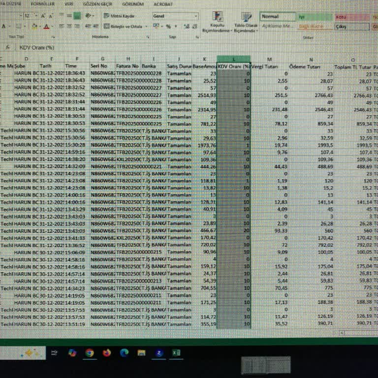 KDV Oranları Tek Sütunda Gösteriliyor, Ayrı Sütun Excel Raporu Gerekiyor