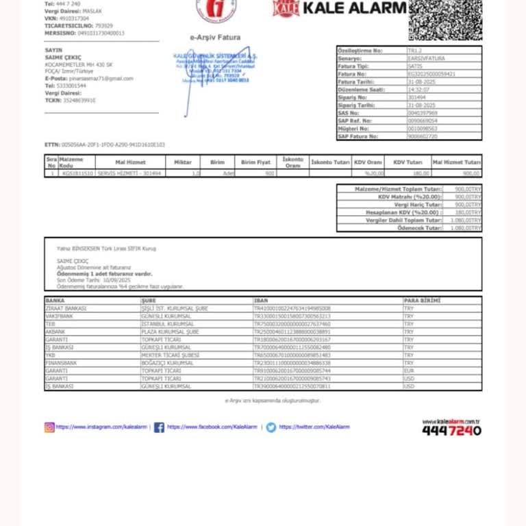 Kale Güvenlik’ten Sökülen Sistem İçin Haksız Servis Ve Fatura Talepleri