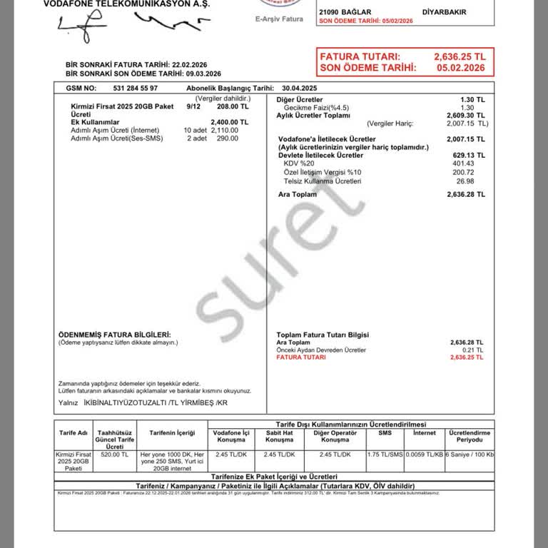 Duran Tarife Olmasına Rağmen Aşırı Fatura Şikayeti