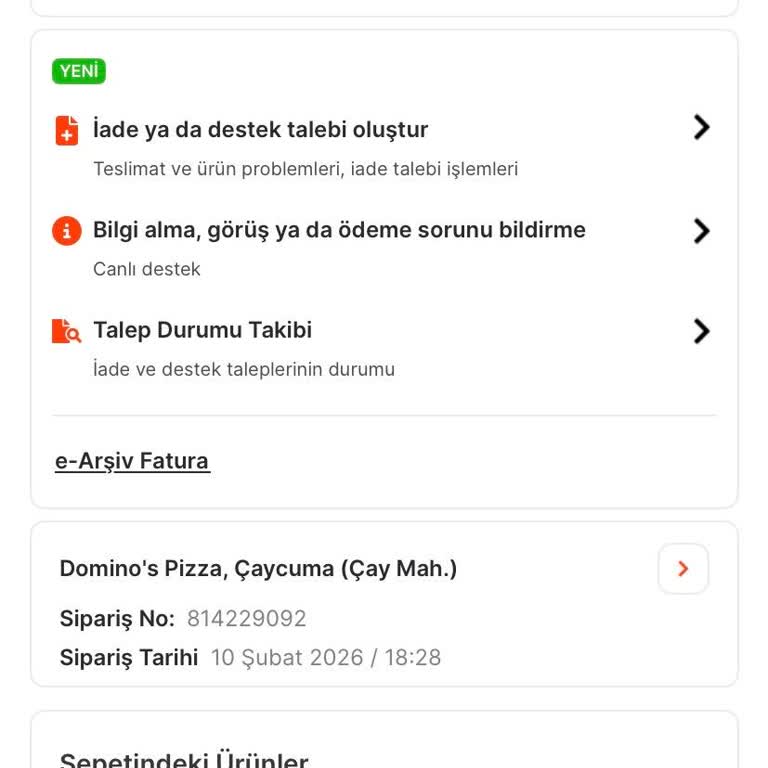 Domino's Pizza Migros Yemek Üzerinden Sipariş Gecikti Ve Pizza Soğuk, İade Talebi