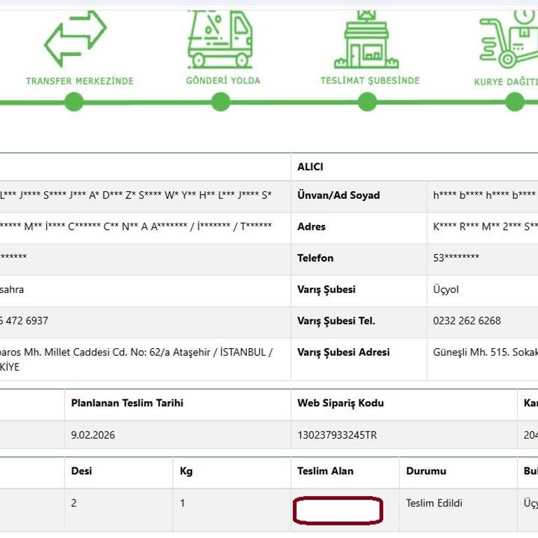 Sürat Kargo Teslim Kodu Alınmasına Rağmen Ürün Teslim Edilmedi